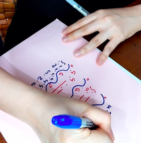 Creating Light Language Art by hand during a channeling session