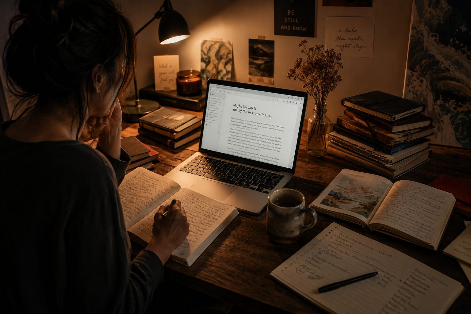 Writer preserving creative work through journals and a digital archive
