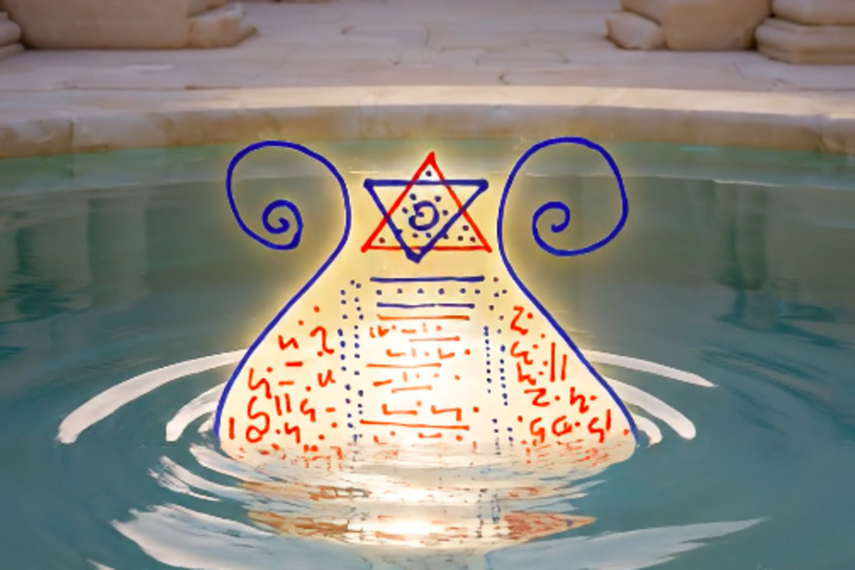 Sacred artwork animated with AI rising from water while preserving its original symbols and composition.